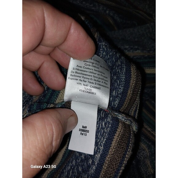 Eddie Bauer Cardigan Women L Multicolor Striped Cotton Lightweight Earthy Art - Picture 6 of 6